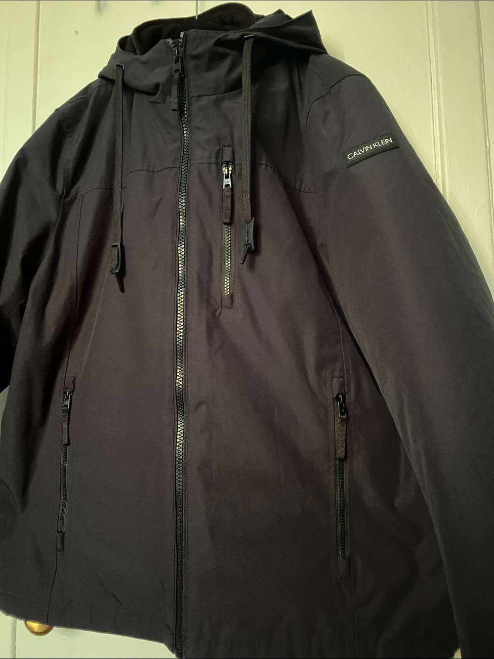 Calvin Klein Men's Hooded Navy Blue 3in1 Winter Jacket with Removable Black Puff